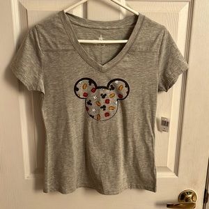 Disney Parks authentic NWT gray short sleeve tee t-shirt  small Mickey Mouse.